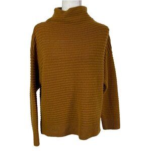 Madewell Belmont Size M Wool Mock Neck Ribbed Sweater Mustard Yellow Oversized